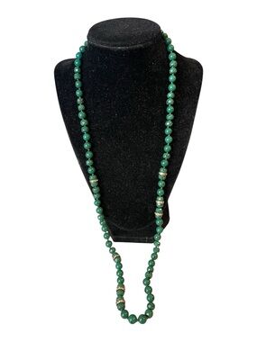 J. Crew Green Beaded Necklace with Gold Accents